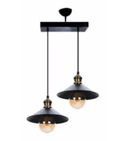 RİOLİGHT RETRO İKİLİ METAL SARKIT AVİZE UZUNLUK:30CM ŞAPKA ÇAPI:22CM (Siyah)