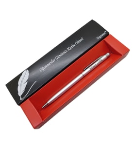 Signator® C677 Touch Silver Tükenmez Kalem  İsme Özel Kalem  Hediyelik Kalem - (Öğretmenler Günü, Doğum Günü, Yeni Yıl vb. Kutulu) (Karışık)