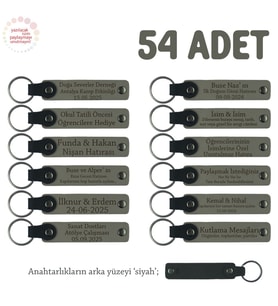Kül Gri & Siyah, Hamile Anneye Doğum Hatırası, İsim Ve Özel Mesaj Yazılan 54'lü Anahtarlık Set