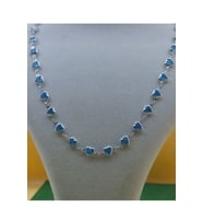 Kadın Gümüş Renk Zirkon Taşlı Çelik Özel Tasarım Kolye 45 CM (Mavi)