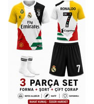 Ronaldo Tüm Takımlar Ortak Tasarım Çocuk Forması 3 Parça (Sarı)