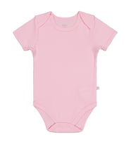 Civil Baby Düz Renkli Kısa Kol 3-9 Ay Çıtçıtlı Badi - Sarı 3-6 Ay (Pembe)