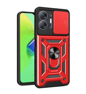İnfinix Hot 30 5g Kılıf Pars Lens Yüzüklü Silikon - Kırmızı