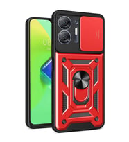 İnfinix Hot 30 5g Kılıf Pars Lens Yüzüklü Silikon - Kırmızı