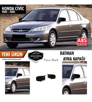 Honda Civic Vtec 2 2002-2005 Batman Yarasa Ayna Kapağı Piano Black ABS Plastik