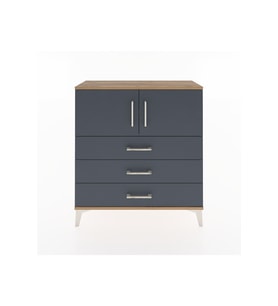 Arges Şifonyer 2 Raflı 3 Çekmeceli 2 Kapaklı 88x30x96 Çam-Antrasit