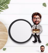 BK Gift Kişiye Özel Erkek Doğum Günü Karikatürlü Ahşap Bardak Altlığı-4
