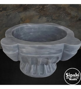 Sipahi Marble Gri Mermer Özel İşlemeli Ayaklı Kurna