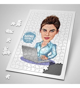 Kişiye Özel Hediye 240 Parça Yazılımcı Kadın Karikatürlü Puzzle