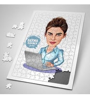 Kişiye Özel Hediye 240 Parça Yazılımcı Kadın Karikatürlü Puzzle