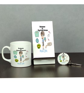 Beslenme ve Diyetetik Uzmanı Üçlü Set (Kupa + Telefon Standı + Anahtarlık)