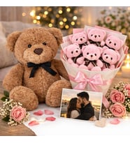 Sevgiliye Romantik Hediye Peluş Ayıcık ve Ayıcık Buketi Sürpriz Hediye