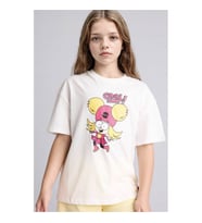 Defacto Super 1 Takım Oversize Beyaz Kız Çocuk T-Shirt H7950A8/WT34