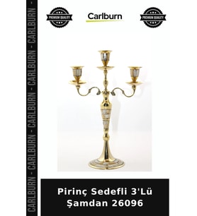 Özel Üretim Dekoratif Mumluk Ev Aksesuarı 3lü Set Pirinç Sedefli 3'Lü Şamdan 26096