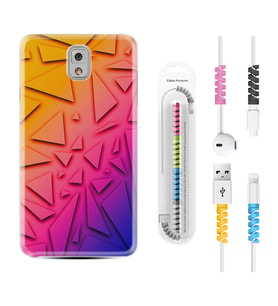 Samsung Note 3 4 5 8 9 20 Ultra 10 Lite Kılıf Kablo Koruma Spiral Silikon Üçgenler 1635