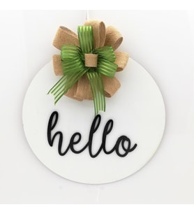 Lora Davet Ahşap Kapı süsü Hello (1 Adet) Beyaz - 54242