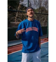 Mavi Boston Baskılı Tasarım Tshirt (STD)