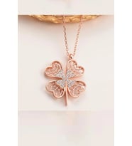Yonca Motifli 14 K Rose Gold Kaplama Kadın Kolye