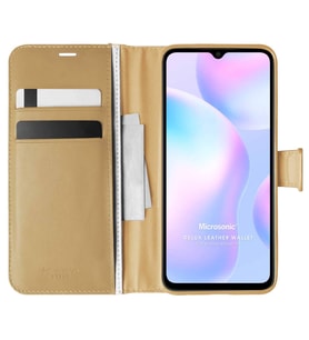 Microsonic Xiaomi Redmi 9A Kılıf Delux Leather Wallet Gold