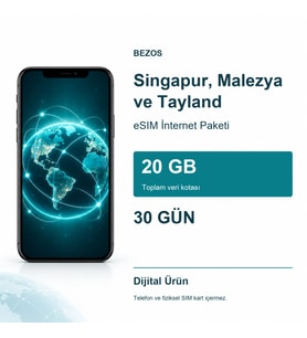 Singapur, Malezya ve Tayland eSIM İnternet Paketi 20 GB 30 Gün