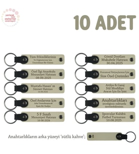 Sütlü Kahve, Dans Grubu İçin Kişiselleştirilebilir Hediyelik Hatıra Anahtarlık 10’lu Set