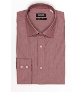 PİNGÖMLEK WESTBOURNE AVENUE BORDO BEYAZ İNCE ÇİZGİLİ %100 Pamuk  Kolay Ütülenir Slim Fit Cutaway Yakalı Cepsiz Erkek Gömlek (Beyaz - Bordo)