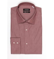 PİNGÖMLEK WESTBOURNE AVENUE BORDO BEYAZ İNCE ÇİZGİLİ %100 Pamuk  Kolay Ütülenir Slim Fit Cutaway Yakalı Cepsiz Erkek Gömlek (Beyaz - Bordo)
