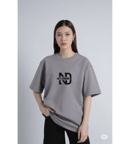 Oversize Tişört Kadın  "NEVERMIND" Baskılı Geniş Kalıp T-Shirt Unisex (Antrasit)