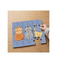Sevimli Kedicikler Tasarımlı 24 Parça Ahşap Çocuk Puzzle MPK0380