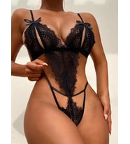 Amora Secret Fiyonklu Dantelli Siyah Fantezi Body