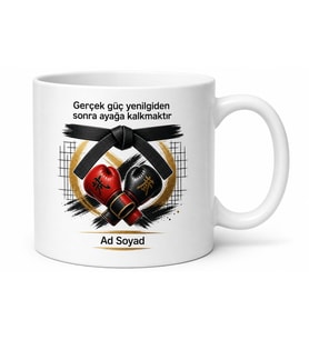 Dövüş Sanatları Karate Siyah Kuşak Boks Eldiveni Tatami Temalı Porselen Kupa Bardak Hediye