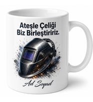 Kaynakçı Argon Gazı Kaynak Maskesi Temalı Baskılı Porselen Kupa Bardak Hediye