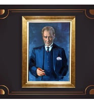 Özel Seri Paspartulu Çerçeveli Atatürk Tablo l388 (Gold)