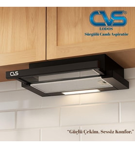 CVS DN 1147 LODOS Sürgülü Camlı Tek Filtre Aspiratör (Siyah)