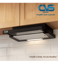 CVS DN 1147 LODOS Sürgülü Camlı Tek Filtre Aspiratör (Siyah)