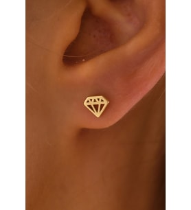 MOOM MÜCEVHERAT 14 Ayar Altın Tragus Küpe Elmas Vidalı
