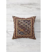Etnik Kilim Desen Motifli Çift Taraflı Gizli Fermuarlı Yastık Kılıfı Kırlent Koltuk Yastık Kılıfı (Bordo)
