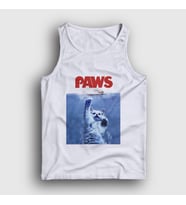 Presmono Unisex Beyaz Paws Jaws Film Komik Kedi Kedili Atlet 481393tt