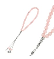 Doğaltaş Metal Püsküllü Pembe Kuvars Tesbih