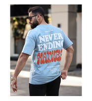 Premium Oversize Sırt Baskılı T-shirt Açık Mavi