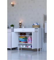 Eliusta Taha 95 cm 3 Bölmeli Beyaz Çok Amaçlı Dolap 2 Raflı Banyo Mutfak Dolabı 95x88x32,5 cm Düzenleyici
