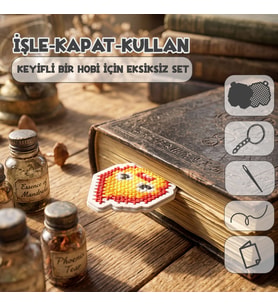 Etamina Anime Hediye Hobi Seti: Calcifer Kanaviçe ve Etamin Kitap Ayracı Kiti