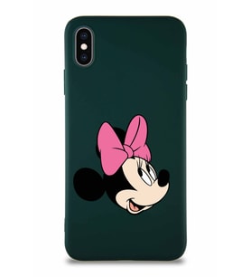 Apple iPhone XS Max Soft Premier Kapak Minnie Mouse-A Tasarımlı Silikon Kılıf - Yeşil (Şeffaf)
