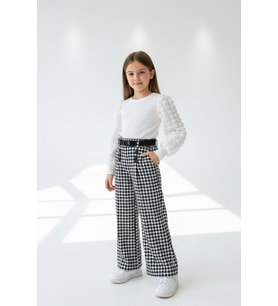 Kız Çocuk 2'li Takım (Pantolon+Sweat Bluz) 6-10 Yaş 12496 MODANINO (Beyaz)
