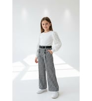 Kız Çocuk 2'li Takım (Pantolon+Sweat Bluz) 6-10 Yaş 12496 MODANINO (Beyaz)