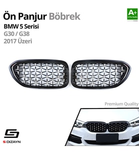 S-Dizayn Bmw 5 Serisi G30/G38 Ön Panjur Böbrek Parlak Siyah Çerçeveli Krom Diamond Model 2017 Üzeri (Karışık)