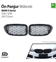 S-Dizayn Bmw 5 Serisi G30/G38 Ön Panjur Böbrek Parlak Siyah Çerçeveli Krom Diamond Model 2017 Üzeri (Karışık)