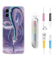 Vivo Y15S Y32 Y33S Y51 Y53S Kılıf Kablo Koruma Spiral Silikon Kız ve Ejderha 1742
