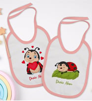 BK Kids Kişiye Özel Uğur Böceği Tasarımlı 2’li Pembe Mama Önlüğü-1