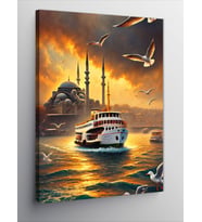 Kanvas Tablo İstanbul Ve Gün Batımı Vapuru